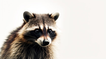 racoon on minimalist white background, generative ai