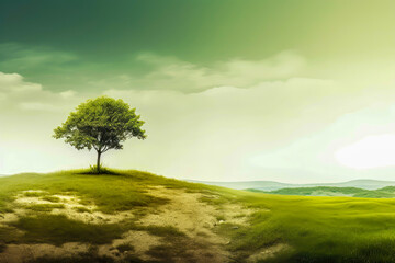 Obraz premium minimalist landscape, environment, illustration, generative ai