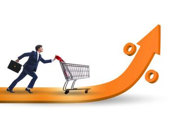 Man in high grocery inflation concept
