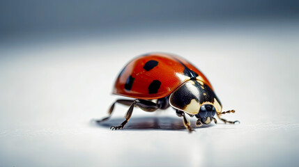 Fototapeta premium ladybird on minimalist white background, generative ai