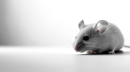 mouse on minimalist white background, generative ai