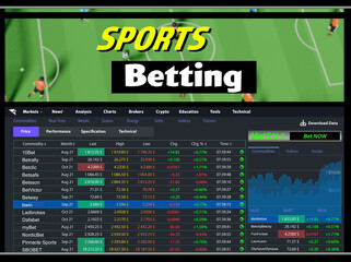 Fototapeta premium Page of sports betting site with data