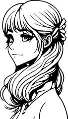 young woman line art