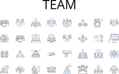 Team line icons collection. Squad, Group, Gang, Unit, Troop, Company, Posse vector and linear illustration. Band,Crew,Clique outline signs set Generative AI