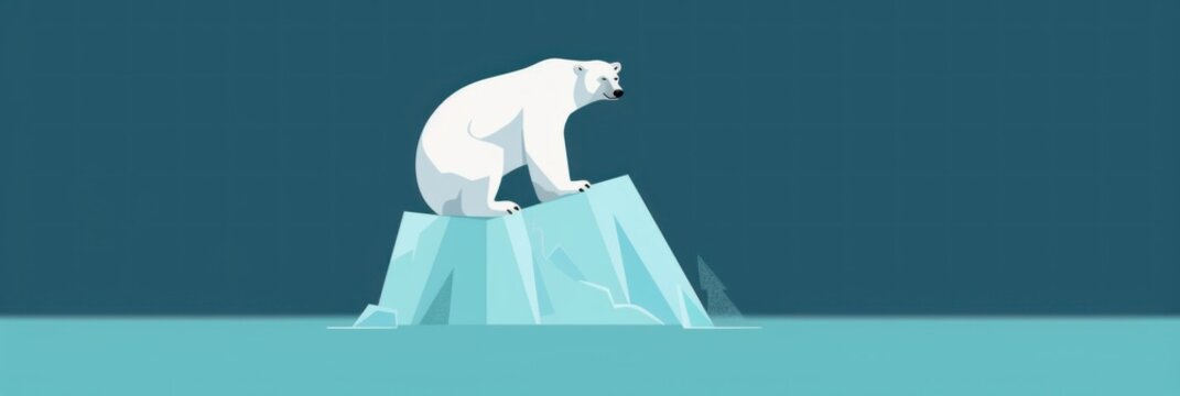 A polar bear standing on top of an iceberg. AI generative image.