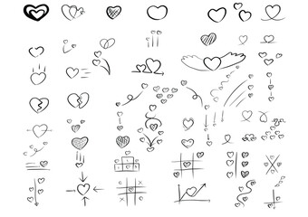 Fototapeta na wymiar Set of vector hand drawning arrows.directions signs or symbols,arrow,firework,bow,tail, heart, set,line ,love,speech bubble,pointer,Vector hand drawning arrows and direction concept.