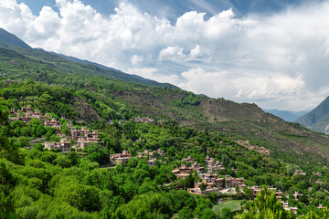 Obraz premium A lives in a Tibetan village in Western Sichuan Plateau, China.