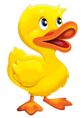 Cartoon happy farm animal happy cheerful duck illustration for children