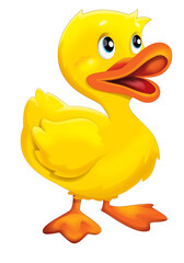 Cartoon happy farm animal happy cheerful duck illustration for children