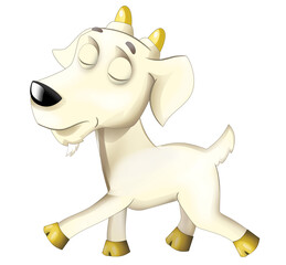 Cartoon scene with happy cheerful goat is standing illustration for children