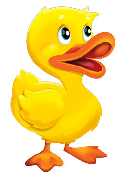 Cartoon happy farm animal happy cheerful duck illustration for children