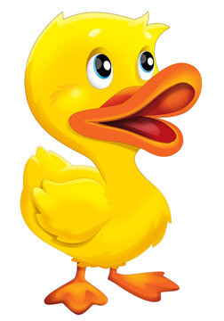 Cartoon happy farm animal happy cheerful duck illustration for children