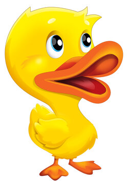 Cartoon happy farm animal happy cheerful duck illustration for children