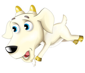 Obraz premium Cartoon scene with happy cheerful goat is standing illustration for children