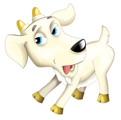 Cartoon scene with happy cheerful goat is standing illustration for children