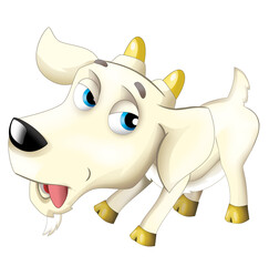 Cartoon scene with happy cheerful goat is standing illustration for children