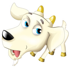 Cartoon scene with happy cheerful goat is standing illustration for children
