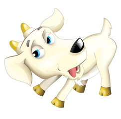Cartoon scene with happy cheerful goat is standing illustration for children