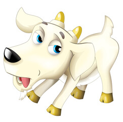 Cartoon scene with happy cheerful goat is standing illustration for children
