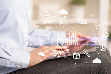 Close-up Of A Person Using Social Networking