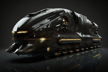 Fototapeta premium Black Futuristic Train Tron Style