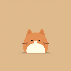 illustration of a cat in the style of Japanese minimalism on a beige background with free space Generative AI