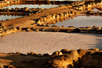 Salt evaporation ponds in Canary Islands, Spain