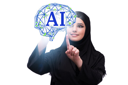 Artificial intelligent concept with businesswoman - Powered by Adobe