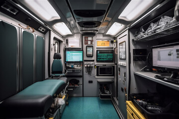 Obraz premium Inside of an ambulance. AI generated content