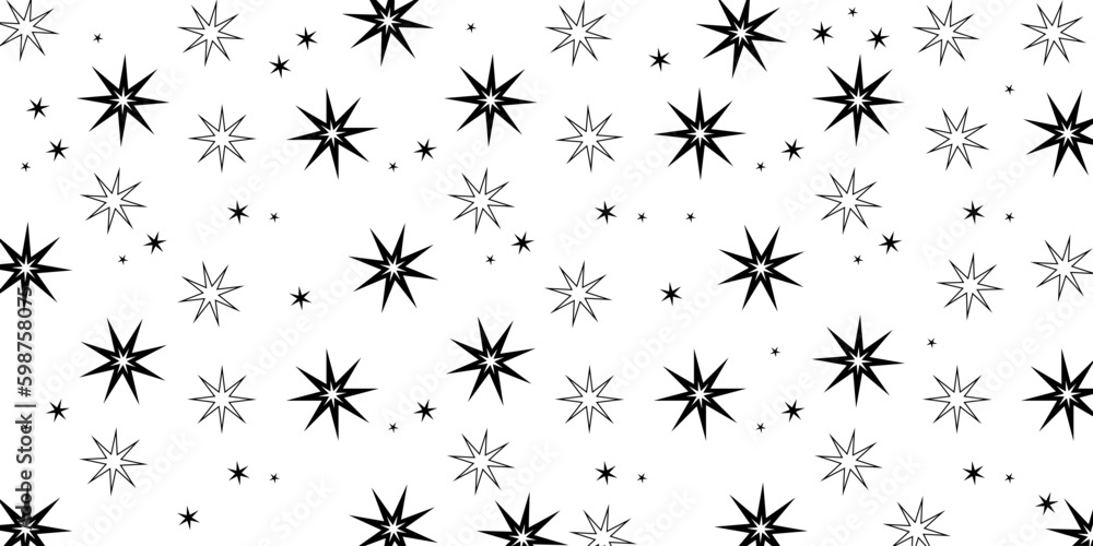 Poster abstract stars pattern on backdrop. geometric forms background. modern vector texture.