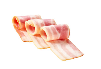 Smoked bacon strips, isolated on white background.