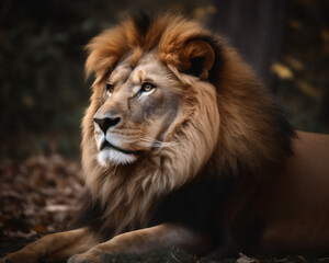 Fototapeta na wymiar Illustration of A Lion the King of the Jungle