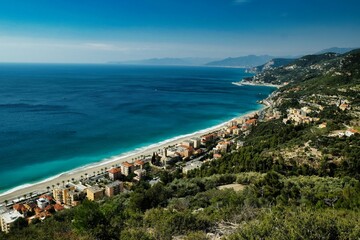 Fototapeta na wymiar the beautiful Ligurian coast of Varigotti, pearl of the western coast in the summer of 2022