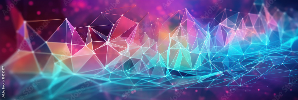 Poster abstract colorful spectrum digital data social network communication background. polygonal structure