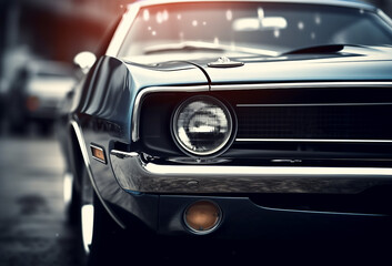 Obraz na płótnie Canvas Close-up shiny car in retro style