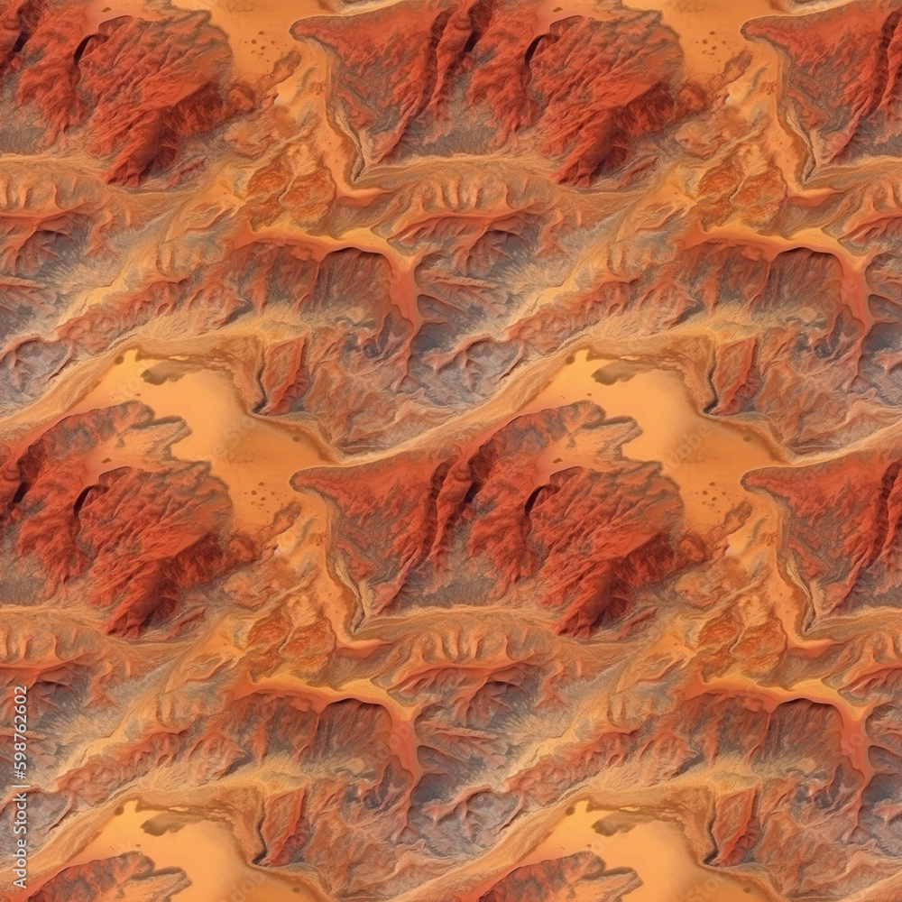 Aufkleber top view mars planet surface with hills. ai generative illustration.