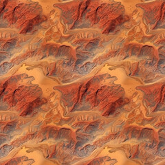 Top view Mars planet surface with hills. AI generative illustration.