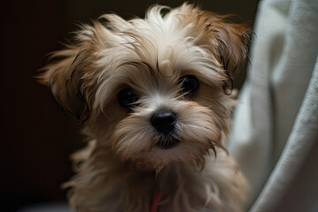 little puppy that's sick with dog flu- made with generative ai