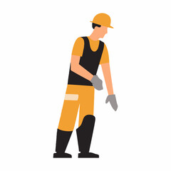 worker with helmet working vector illustration. worker silhouette. worker icon. construction illustration.