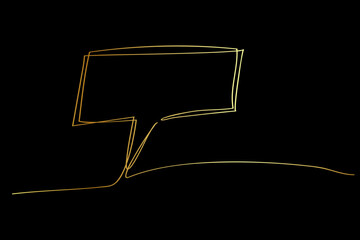 golden rectangle bubble chat, simple vector single line at black