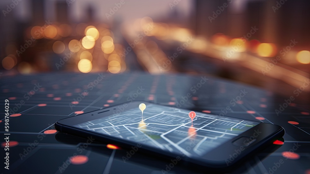 Poster smartphone with gps navigator generative ai