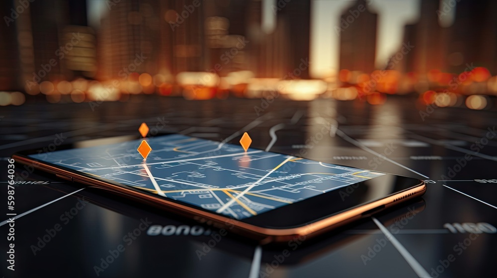 Aufkleber smartphone with gps navigator generative ai
