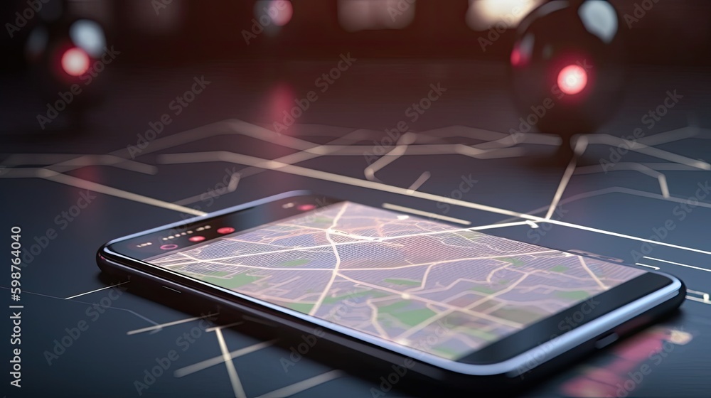 Poster smartphone with gps navigator generative ai