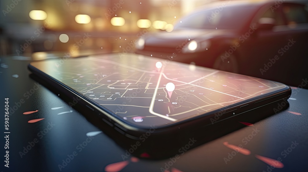 Poster smartphone with gps navigator generative ai