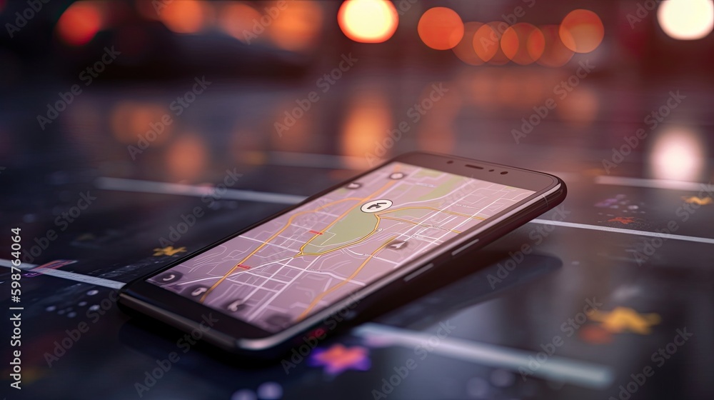 Poster smartphone with gps navigator generative ai