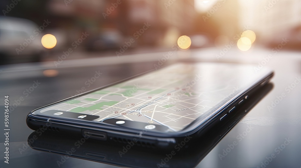 Poster smartphone with gps navigator generative ai