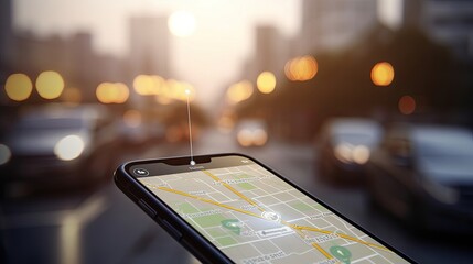 Smartphone with gps navigator Generative AI