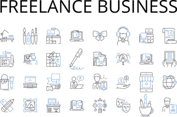 Freelance business line icons collection. Solo entrepreneurship, Independent contracting, Self-directed venture, Sole proprietorship, Independent enterprise, One-person operation, Self-employment