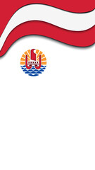 Flag of French Polynesia. Ink illustration. Social media story post template
