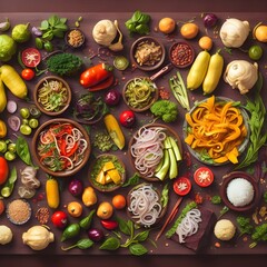 Obraz na płótnie Canvas Mediterranean vegetables on knolling layout